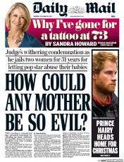 Daily Mail () Newspaper Front Page for 19 December 2013