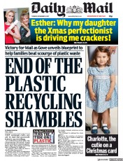 Daily Mail () Newspaper Front Page for 19 December 2017