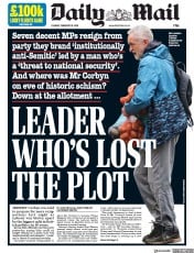 Daily Mail () Newspaper Front Page for 19 February 2019