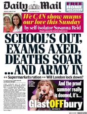 Daily Mail () Newspaper Front Page for 19 March 2020
