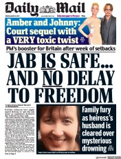 Daily Mail () Newspaper Front Page for 19 March 2021