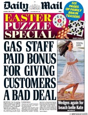 Daily Mail () Newspaper Front Page for 19 April 2014