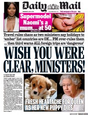 Daily Mail () Newspaper Front Page for 19 May 2021