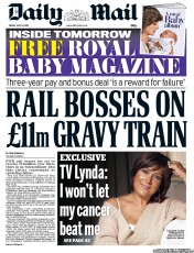 Daily Mail () Newspaper Front Page for 19 July 2013