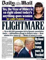 Daily Mail () Newspaper Front Page for 19 September 2017