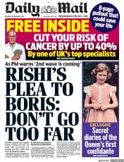 Daily Mail () Newspaper Front Page for 19 September 2020
