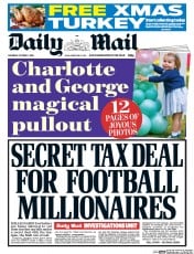 Daily Mail () Newspaper Front Page for 1 October 2016