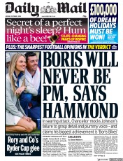 Daily Mail () Newspaper Front Page for 1 October 2018