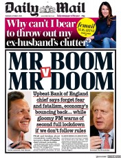 Daily Mail () Newspaper Front Page for 1 October 2020