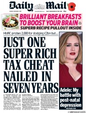 Daily Mail () Newspaper Front Page for 1 November 2016