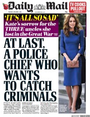 Daily Mail () Newspaper Front Page for 1 November 2018