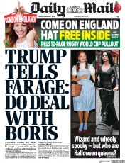 Daily Mail () Newspaper Front Page for 1 November 2019