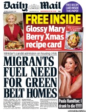 Daily Mail () Newspaper Front Page for 1 December 2012