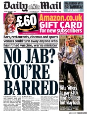 Daily Mail () Newspaper Front Page for 1 December 2020