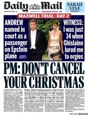 Daily Mail () Newspaper Front Page for 1 December 2021