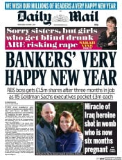 Daily Mail () Newspaper Front Page for 1 January 2014