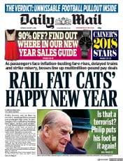 Daily Mail () Newspaper Front Page for 1 January 2018