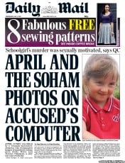 Daily Mail () Newspaper Front Page for 1 May 2013
