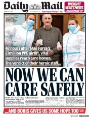 Daily Mail () Newspaper Front Page for 1 May 2020