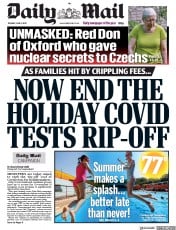 Daily Mail () Newspaper Front Page for 1 June 2021