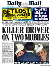 Daily Mail () Newspaper Front Page for 1 August 2014