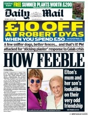 Daily Mail () Newspaper Front Page for 1 August 2015