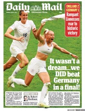 Daily Mail () Newspaper Front Page for 1 August 2022