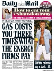 Daily Mail () Newspaper Front Page for 1 September 2014