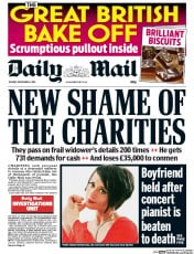 Daily Mail () Newspaper Front Page for 1 September 2015