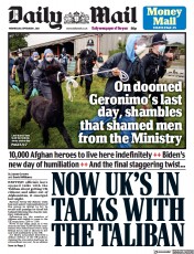 Daily Mail () Newspaper Front Page for 1 September 2021