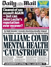 Daily Mail () Newspaper Front Page for 20 October 2020