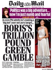 Daily Mail () Newspaper Front Page for 20 October 2021