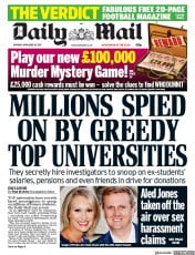 Daily Mail () Newspaper Front Page for 20 November 2017