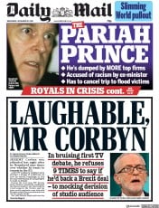 Daily Mail () Newspaper Front Page for 20 November 2019