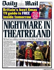 Daily Mail () Newspaper Front Page for 20 December 2013