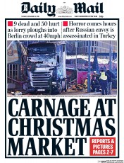 Daily Mail () Newspaper Front Page for 20 December 2016