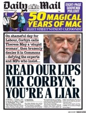 Daily Mail () Newspaper Front Page for 20 December 2018