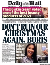 Daily Mail () Newspaper Front Page for 20 December 2021
