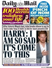 Daily Mail () Newspaper Front Page for 20 January 2020