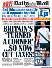 Daily Mail () Newspaper Front Page for 20 January 2023