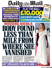 Daily Mail () Newspaper Front Page for 20 February 2023
