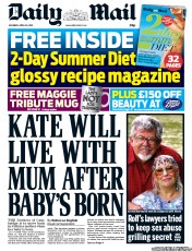 Daily Mail () Newspaper Front Page for 20 April 2013