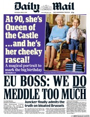Daily Mail () Newspaper Front Page for 20 April 2016
