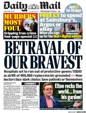 Daily Mail () Newspaper Front Page for 20 April 2020