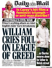 Daily Mail () Newspaper Front Page for 20 April 2021