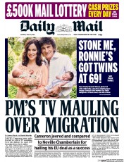Daily Mail () Newspaper Front Page for 20 June 2016
