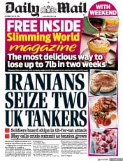 Daily Mail () Newspaper Front Page for 20 July 2019
