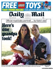 Daily Mail () Newspaper Front Page for 20 August 2013