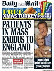 Daily Mail () Newspaper Front Page for 21 October 2014