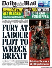 Daily Mail () Newspaper Front Page for 21 October 2019